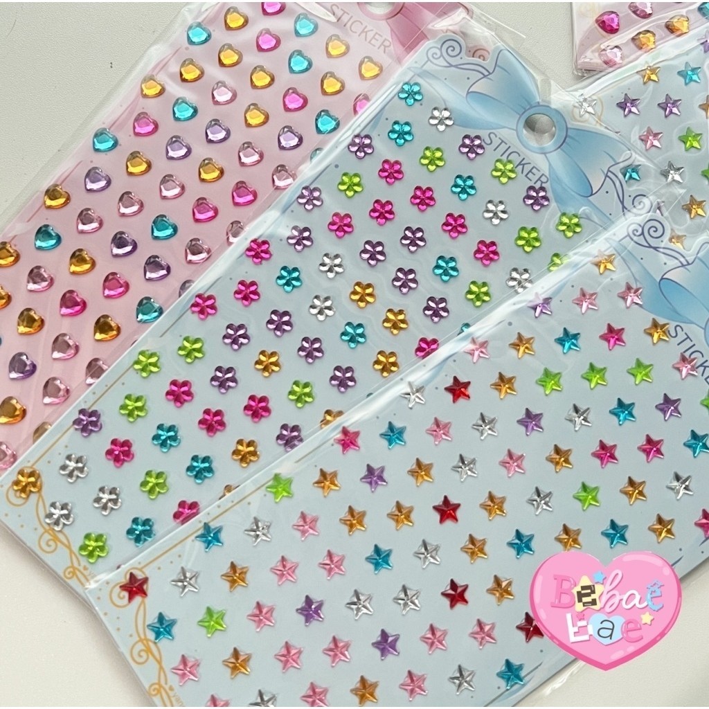 crystal gem sticker สติกเกอร์เพชร หัวใจ ดอกไม้ ดาว✨💎