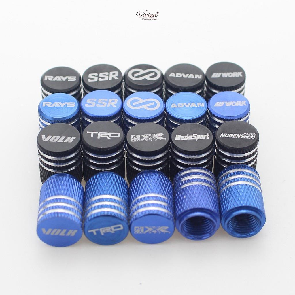 1ชุด (4อัน)จุกปิดลมยาง อลูมิเนียมอัลลอยด์ จุ้บลมยาง TRD MUGEN ADVAN RAYS VOLK SSR WEDSSPORT WORK XXR
