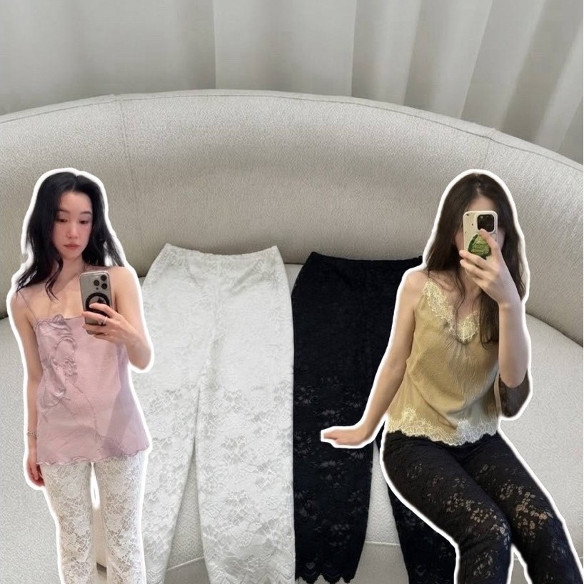 Capri Pant รุ่นลูกไม้ซีทรู กางเกงคาปรีมีซับกางเกงด้านในด้านบนน่ารักๆงานฮิตตามกระแส เนื้อผ้าลูกไม้นิ่มผ้ายืดได้เยอะ