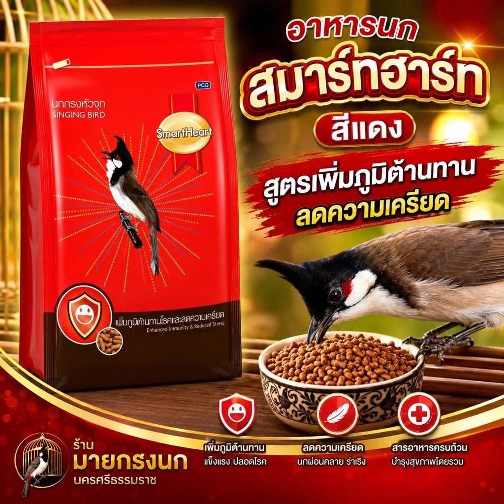 🔴อาหารนกสมาร์ทฮาท สีแดง เพิ่มภูมิต้านทาน🔴