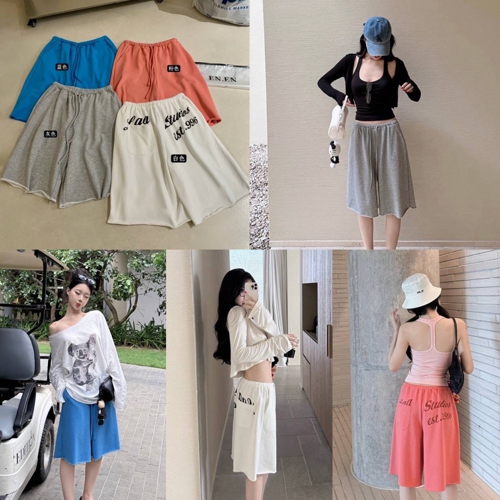 ส่งด่วน 🛵 𝗘𝗡.𝗘𝗡 10942 กางเกงขาสั้น สไตล์สตรีท แต่งลายอักษร แต่งชายรุ่ย