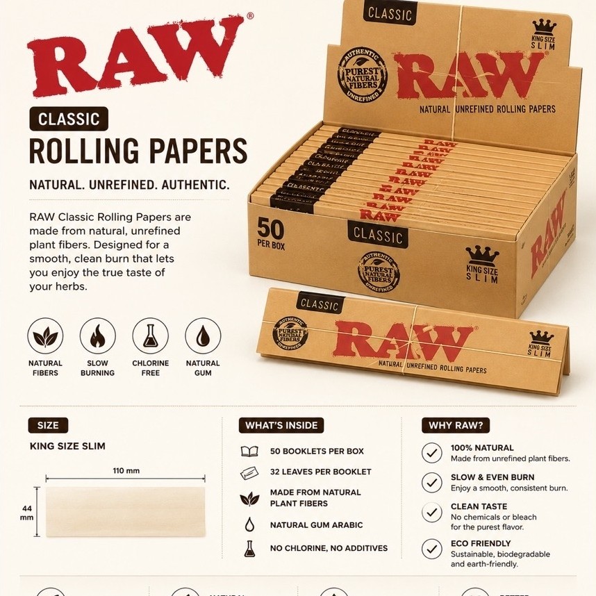 RAW Classic King Size Slim Booklet (32 Papers)