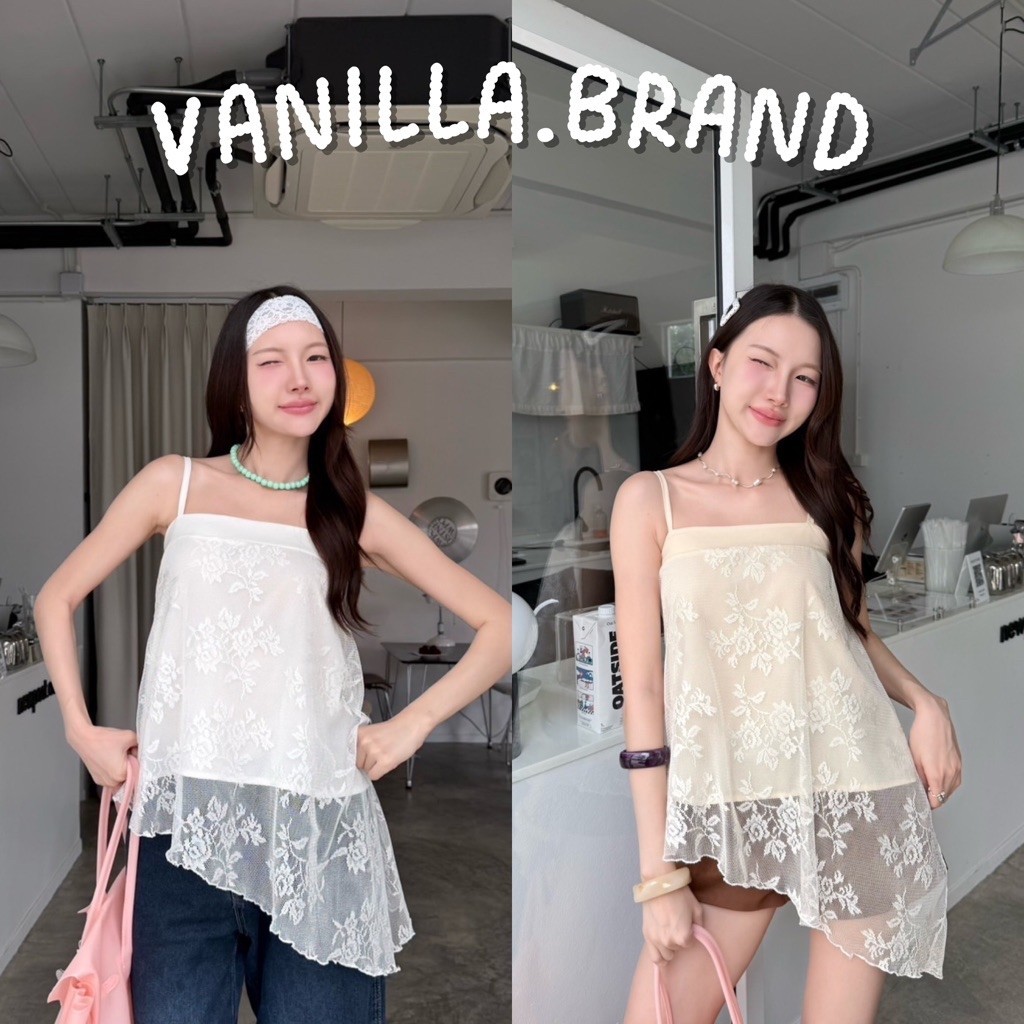 เสื้อสายเดี่ยวลูกไม้ชายเฉียง -ttm / VB0703