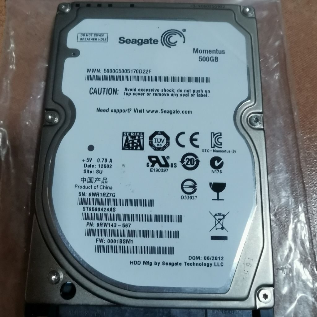 Hdd​ Notebook​ 2.5​ Seagate 500GB มือสอง​ ครับ🪨