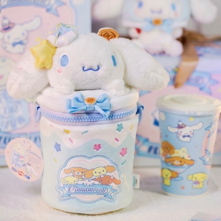 Cinnamoroll x Dairy Queen DQ Limited 🩵 เซ็ตกระเป๋าขนนุ่ม + พวงกุญแจตุ๊กตา Sanrio ของพรีเมียม Limited
