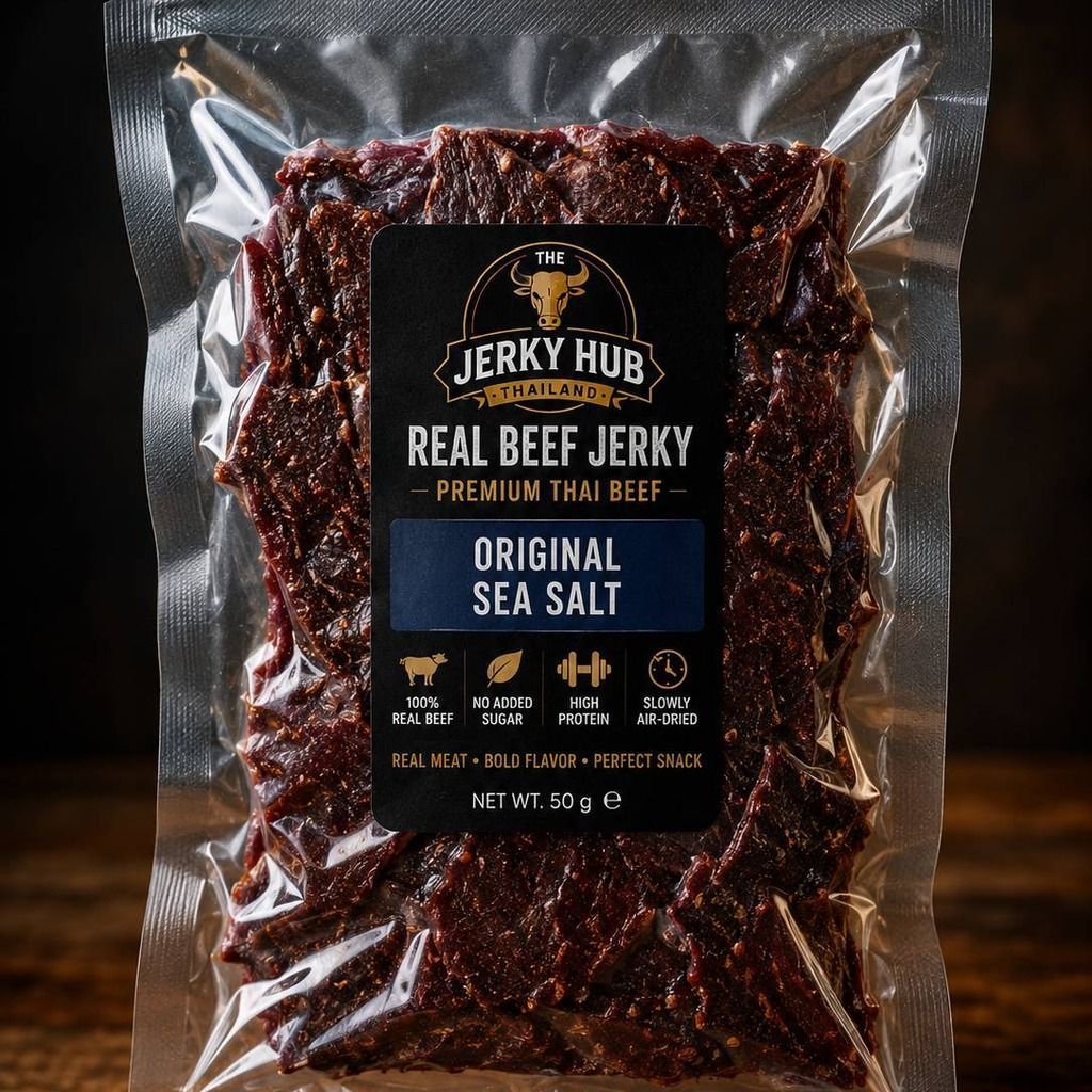 เนื้อเจอร์กี้ อบแห้ง รสดั้งเดิม Original Sea Salt 50g เนื้อวัวแท้ 100% ไม่ใส่สารกันบูด The Jerky Hub