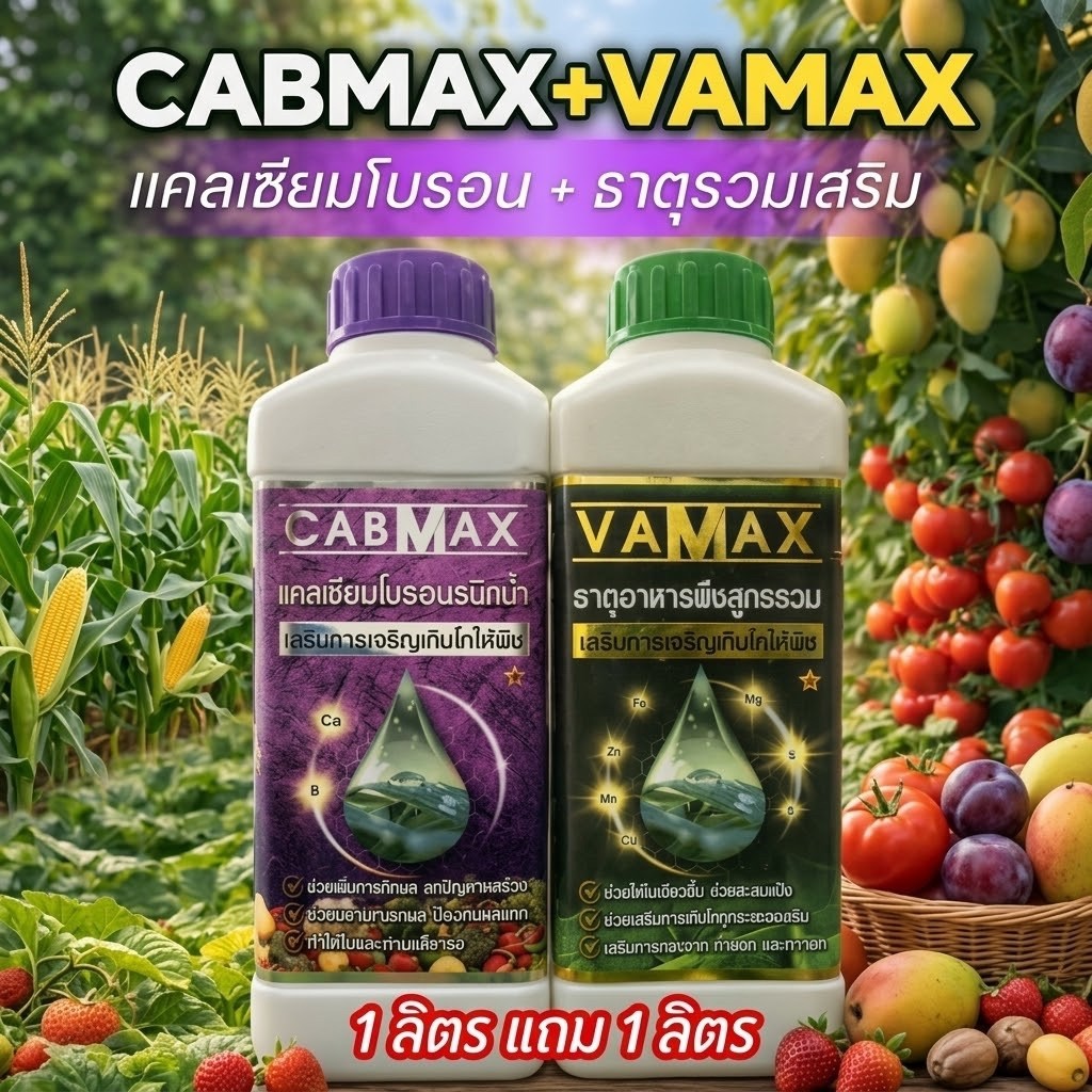 (C1+V1) vamaxธาตุรวม+cabmaxแคลเซียมโบรอน 1ลิตร แถม 1ลิตร