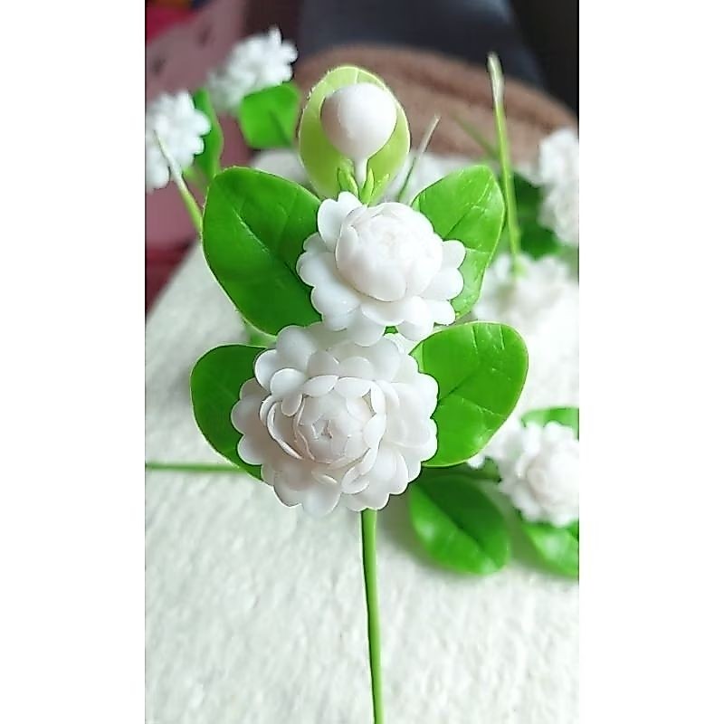 ดอกไม้ติดผม (ช่อดอกมะลิ) ดอกไม้ดินไทย