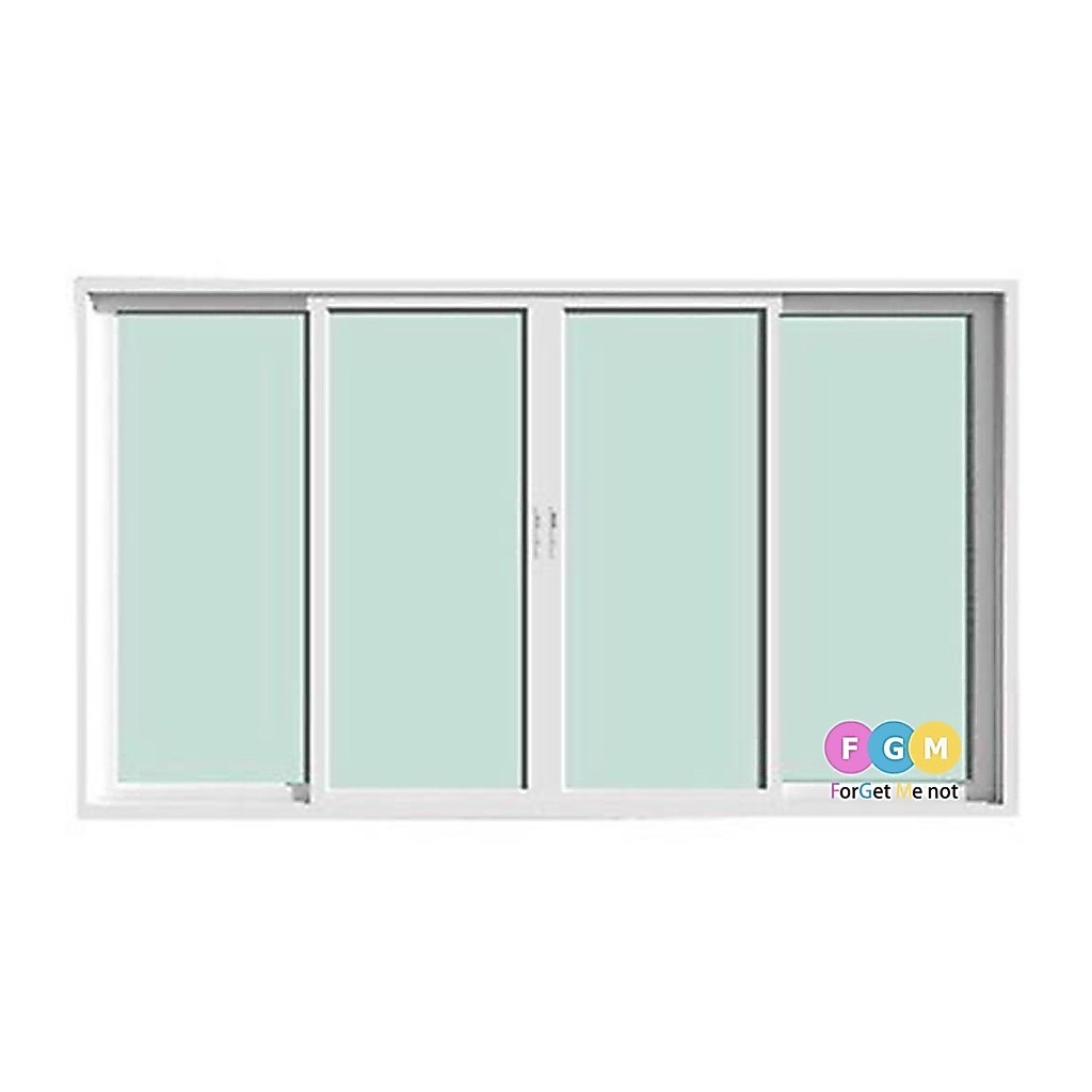 [สินค้ามี รับประกัน!!] หน้าต่างบานเลื่อน 4 ช่อง ขนาด110x180 ซม. หน้าต่างบานสำเร็จพร้อมอุปกรณ์ติดตั้ง