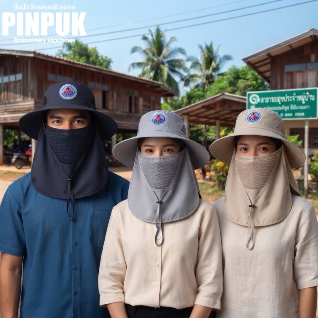 หมวกปักโลโก้ อสม. กันแดด 360 องศา
