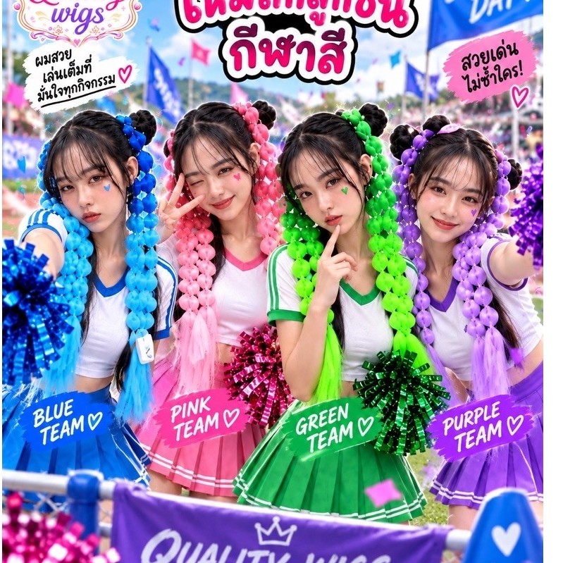 ไหมไฟเบอร์ ไหมถักผม ไหมถักเปียสำเร็จรูปแฮร์พีช วิกผมกีฬาสี ใส่เที่ยว ราคานี้เป็นราคา1ชิ้นนะคะ