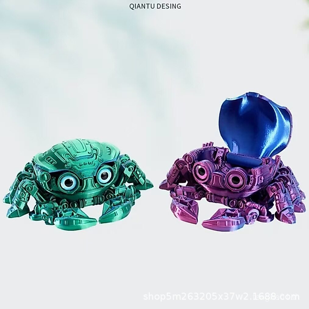 3D การพิมพ์ Cyber Mecha Crab Mechanical Hairy Crab Beach ของเล่น Movable Joint สัตว์รุ่นของขวัญ CURM