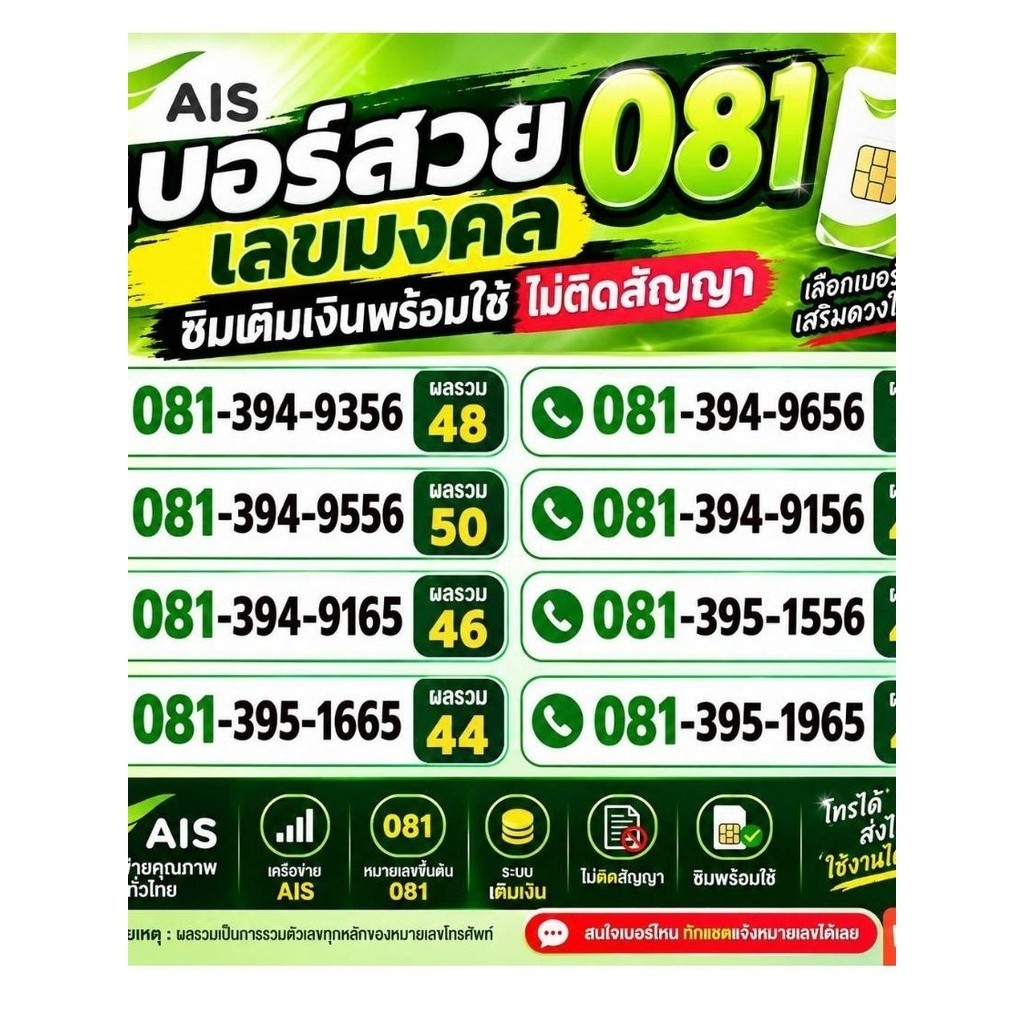 ✅เบอร์สวยเลขมงคล #Ais #081ซิมพร้อมใช้