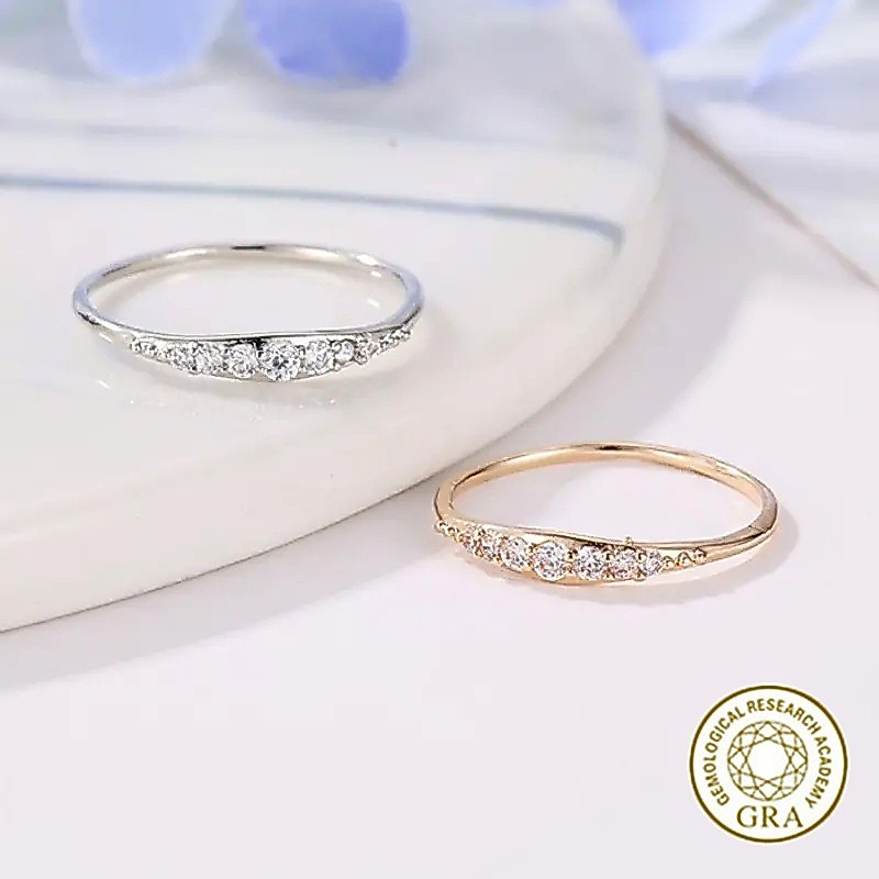 [ใบรับรอง Gra ฟรี] ของขวัญคริสต์มาสแหวน Moissanite เรียบง่ายมีสไตล์