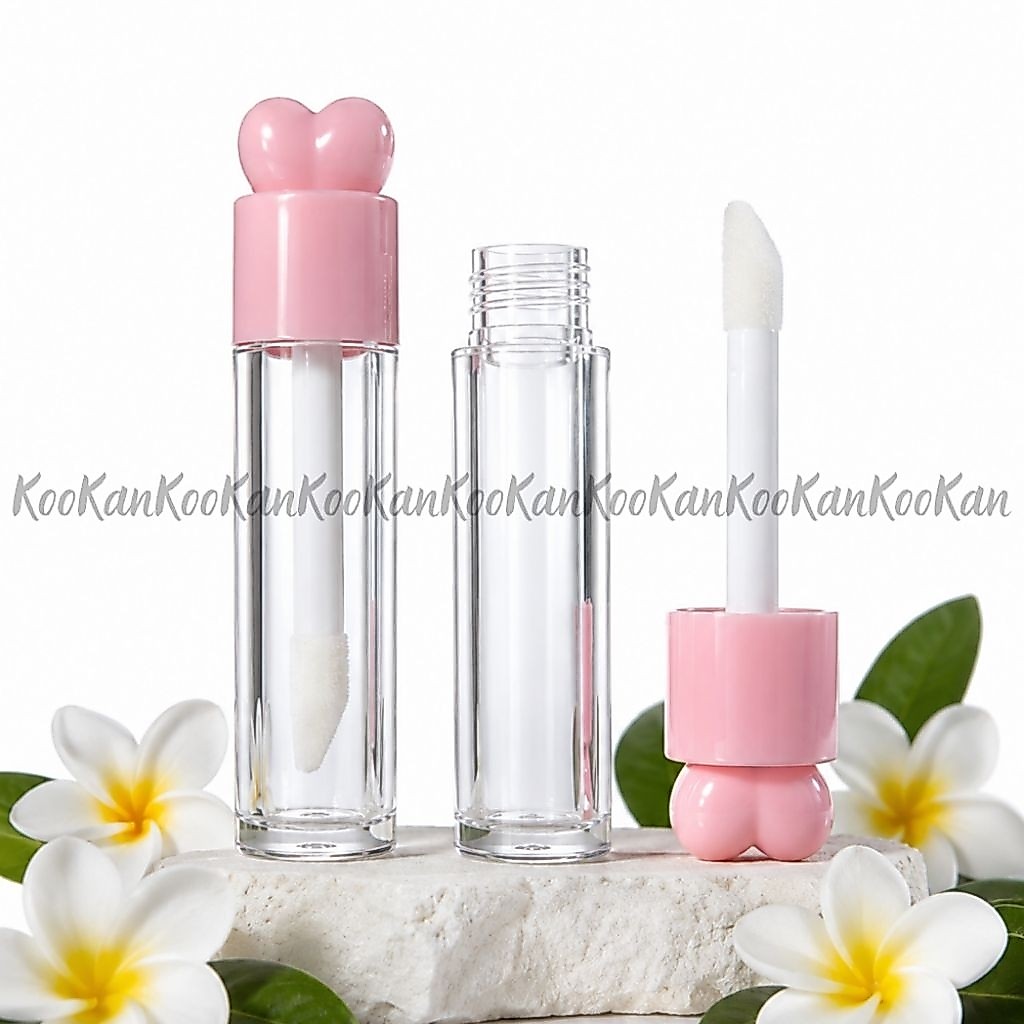 พร้อมส่ง หลอดลิป หลอดคอนซิลเลอร์ หลอดเครื่องสำอาง แปรงใหญ่หัวตัด ฝาหัวใจ ขนาด 5 ml