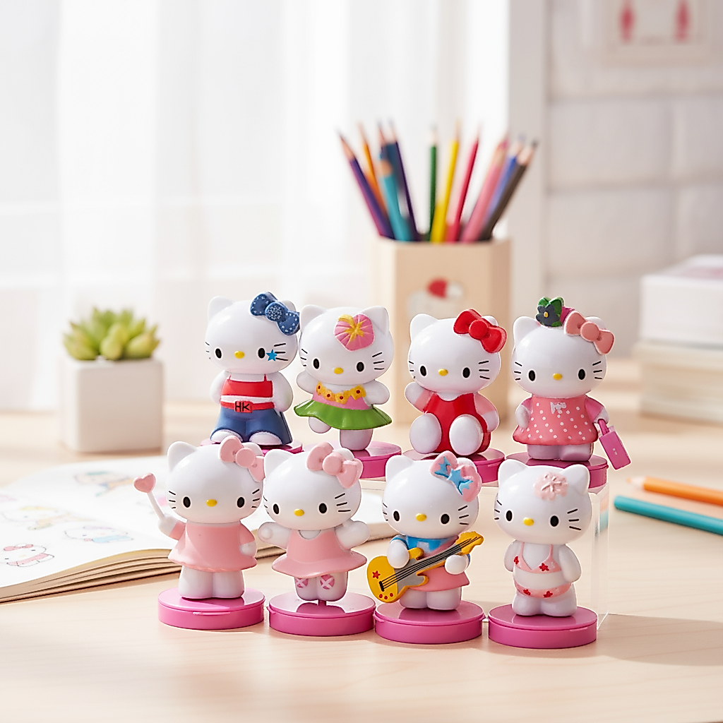 ชุดตกแต่งเค้ก Hello Kitty 8 ชิ้น สําหรับงานวันเกิด ของตกแต่งและท็อปเปอร์เค้กคิตตี้สุดน่ารัก