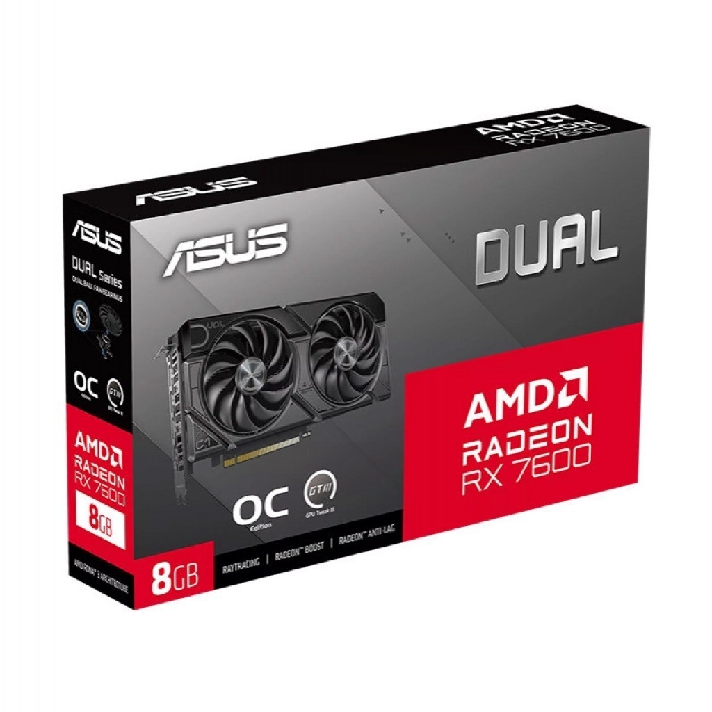 ASUS RADEON RX 7600 DUAL O8G EVO - 8GB GDDR6 ของใหม่มือ1 ประกัน jib09/09/2572