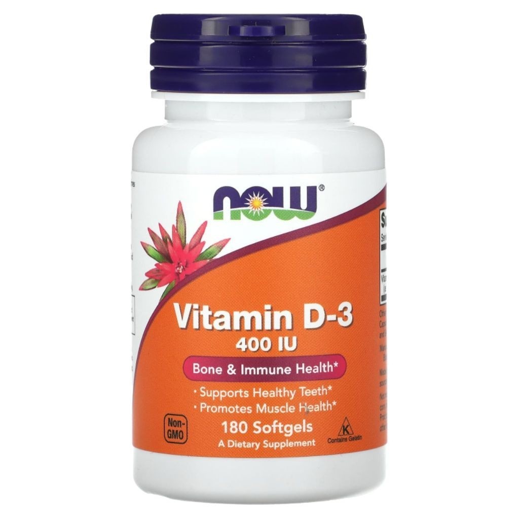 Now Food Vitamin D3 400iu 180เม็ด Softgels 🌸ของแท้ค่ะ