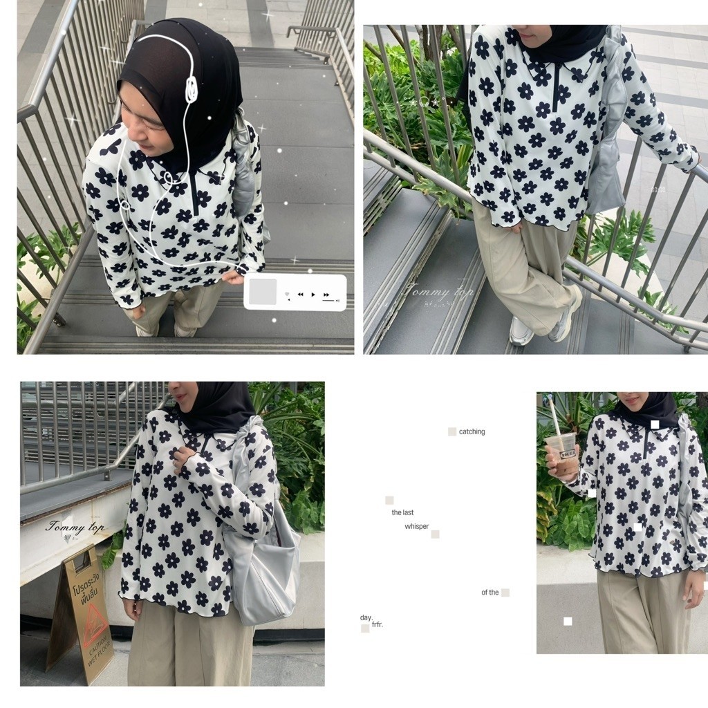Tommy top⚾️🏑(แขนกระบอกตรง)  เสื้อยืดคอปกแขนยาว ดีไซน์ใหม่✨ แต่งซิปรูดหน้า สวยแพงมาก