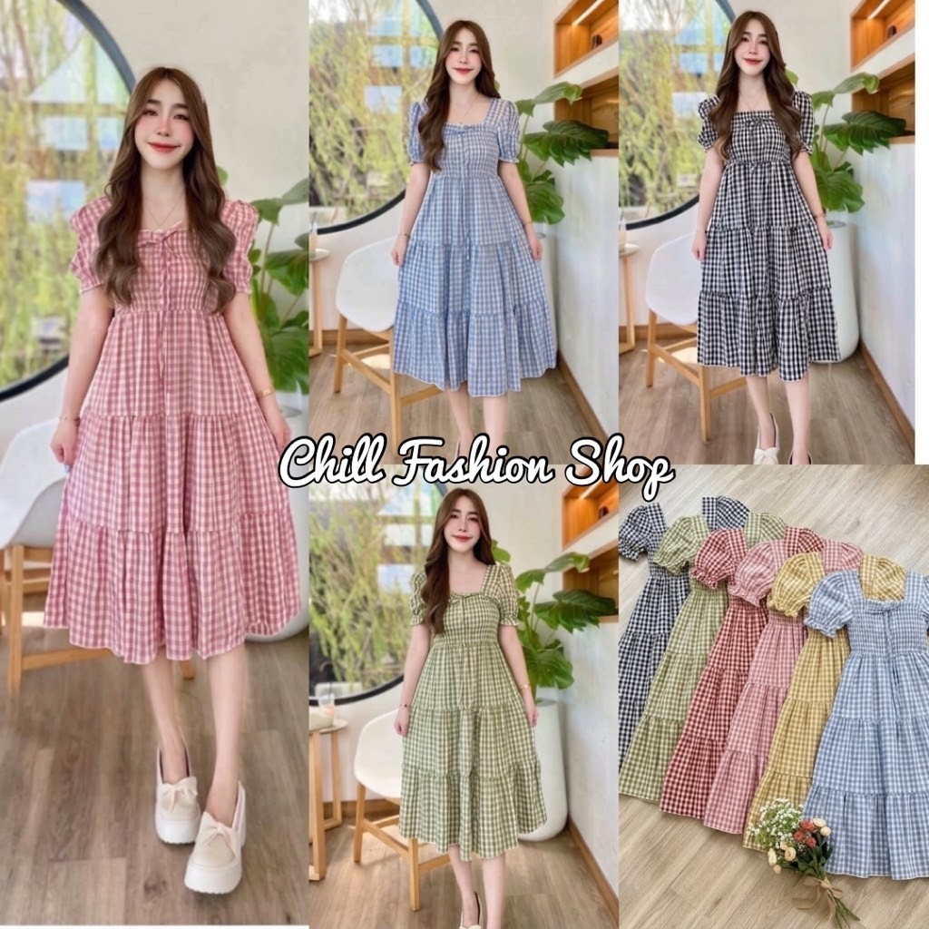 🍭Chill Fashion Shop🍭 เดรสกระโปรงระบาย (รุ่น ชิล ชิล )
