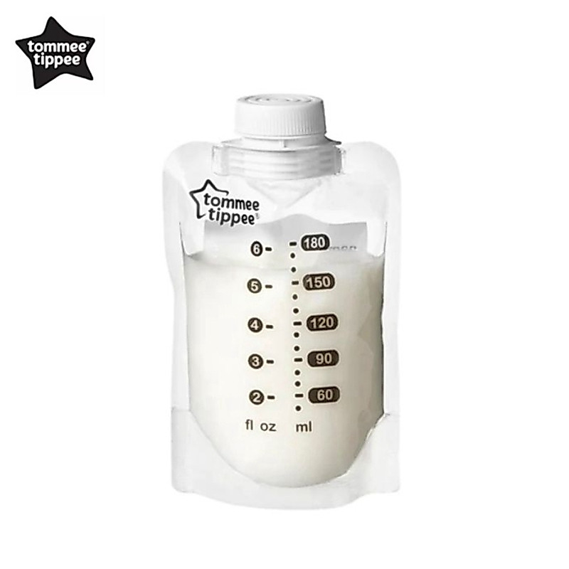 Tommee Tippee Breastmilk Storage Bag Twist Pouch Direct-Peed Twist Cap Express & Go Milk Bag 180ml/6oz - 10 Count