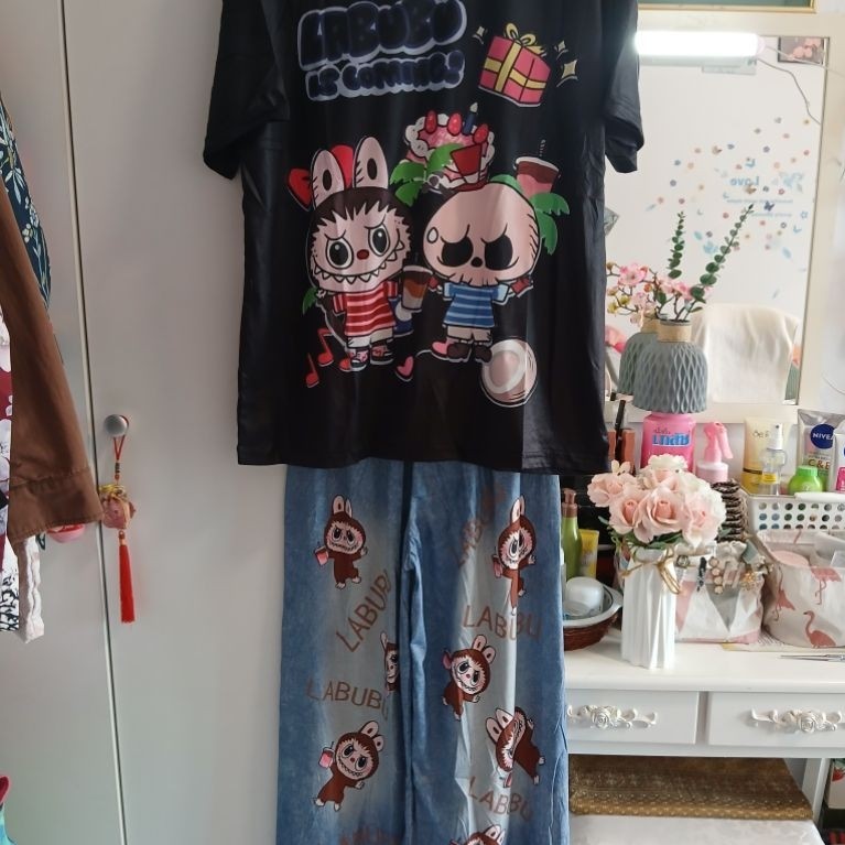 🎉🎎ชุดเชท2ชิ้น เสื้อ+กางเกงผ้ายืดMothing Houseมือหนึ่งป้ายห้อยมี2ลายคะ.ไชค์M,LXL🎀