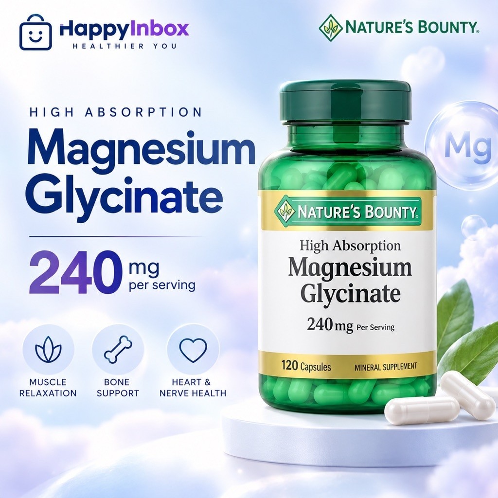 Nature’s Bounty Magnesium Glycinate 240 mg แมกนีเซียม ไกลซิเนต 120 แคปซูล