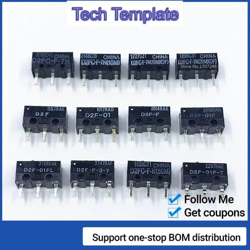 2 ชิ้นเมาส์ไมโครสวิตช์ D2FC-F-7N 10 เมตร 20 เมตร D2FC-F-K(50M) D2F D2F-F D2F-01 D2F-01L D2F-01F