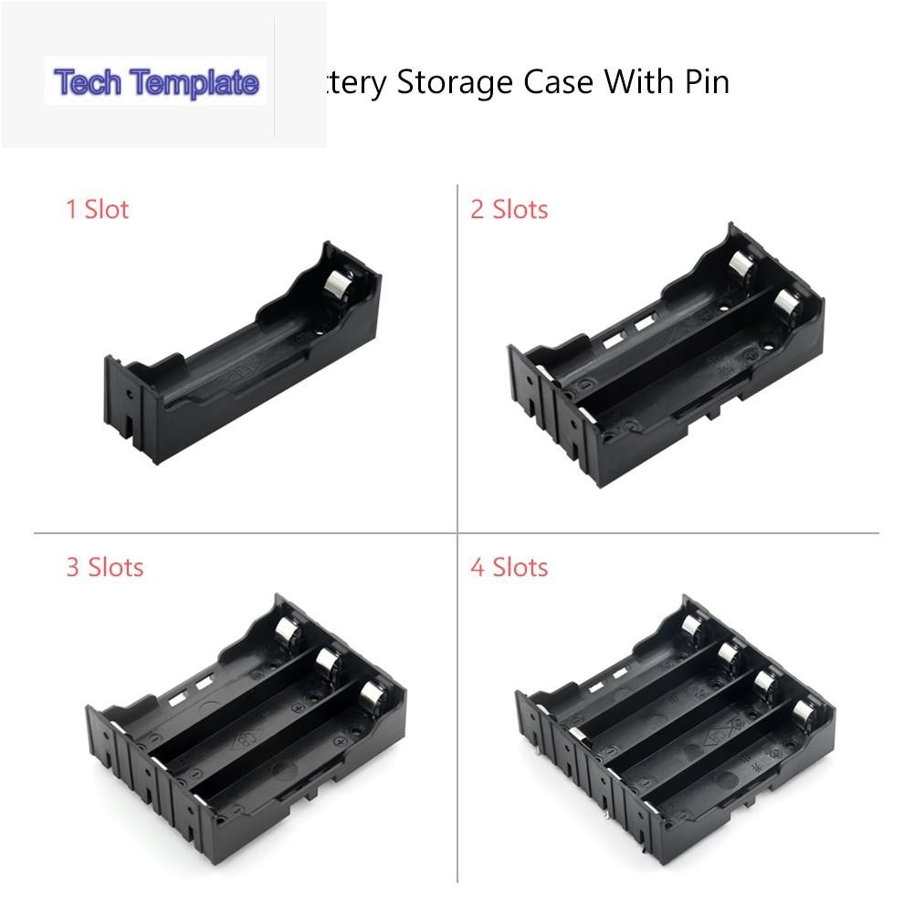 กล่องใส่แบตเตอรี่18650 1x2 X 3x4 X 18650 Baterai 1 2 3 4 Slot Dengan Pin Keras Inventor. Th
