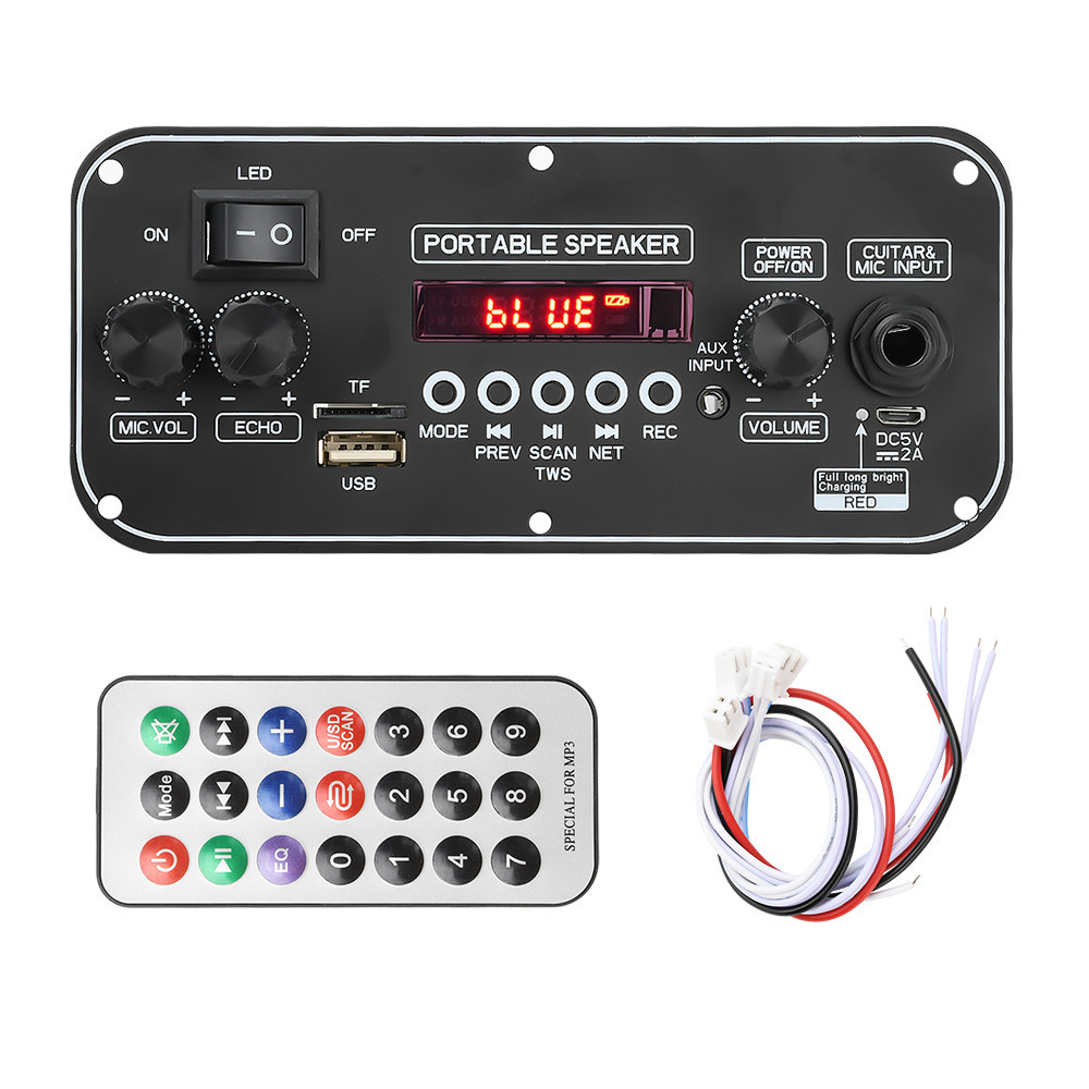 Pcbfun D152BT MP3 บอร์ดถอดรหัสบลูทูธลําโพงลําโพงแบบพกพาเครื่องขยายเสียง 2*10W DC3.7-5V