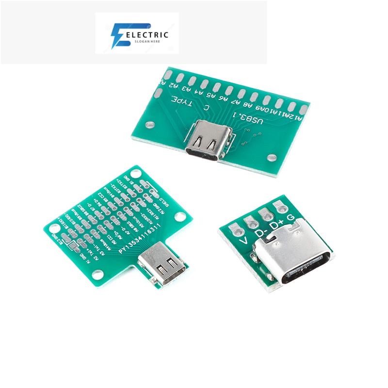 อะแดปเตอร์ซ็อกเก็ตเชื่อมต่อ Type-C ตัวเมีย USB3.1 Type C USB 3.1 16P 24P 2.54 มม. สําหรับสายข้อมูล ส