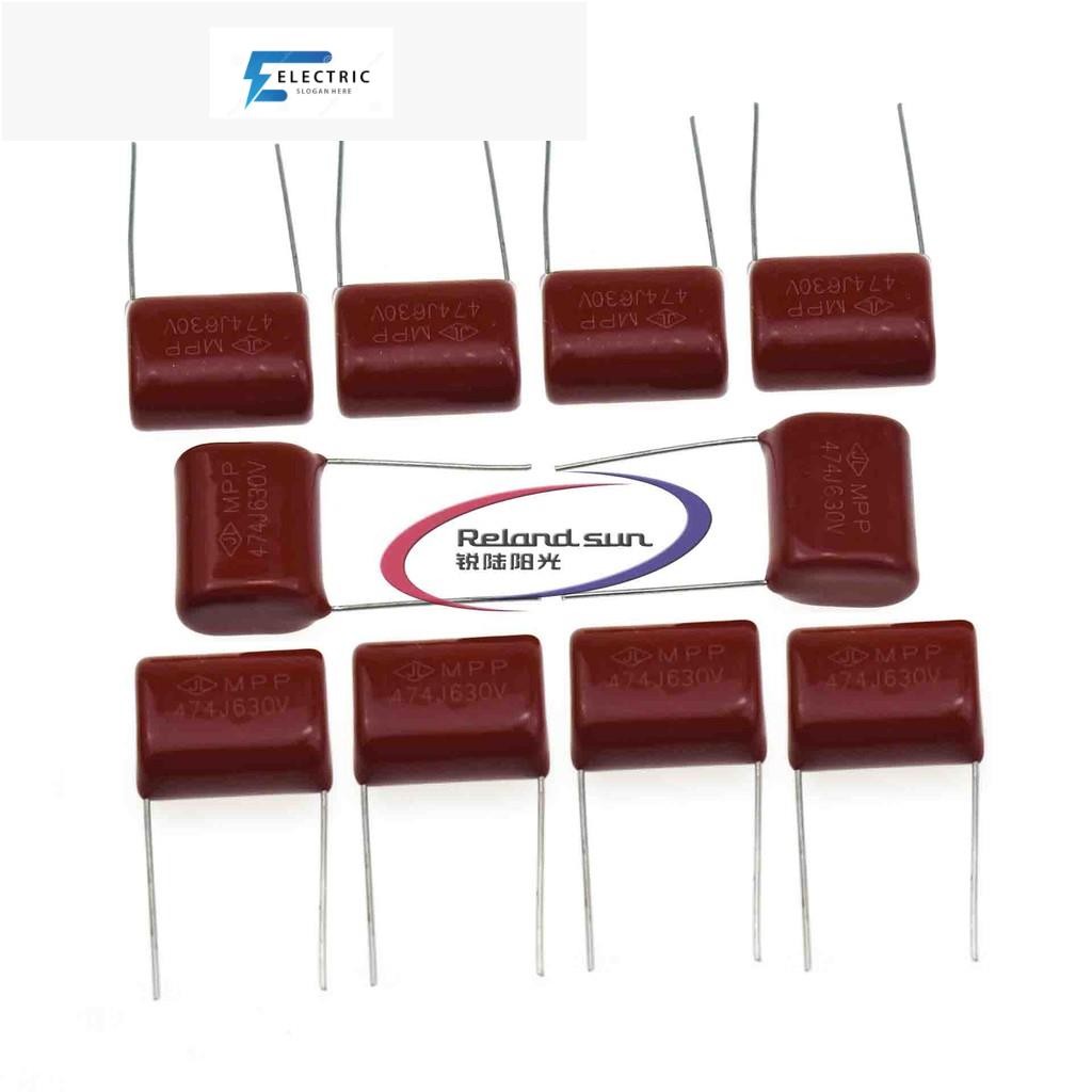 ฟิล์มตัวเก็บประจุ 630 v 474 j 0 . 47 uf 470 nf pitch 20 มม. 630v 474 cbb polypropylene 10 ชิ้น