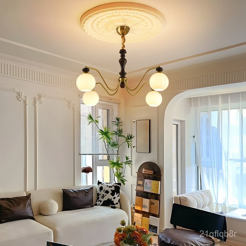 French Retro Style Pendant Light Vintage Orange Pendant Light High-End Designer Art Lamp Elegant Bed