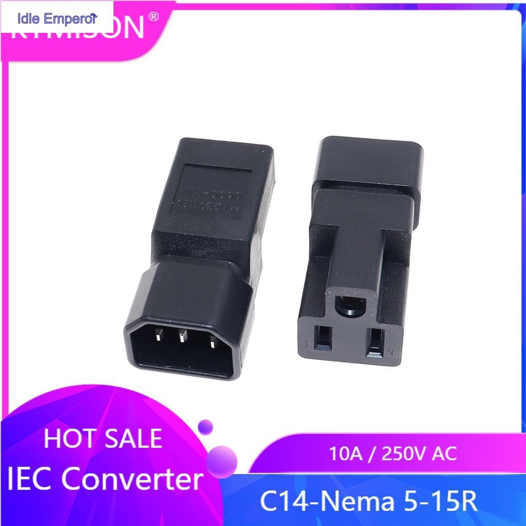 IEC320 C14 ถึง US 5-15R Connector Converter ชายหญิงซ็อกเก็ตแชสซีปลั๊กแปลง C14-Nema 5-15R AC Power Ad