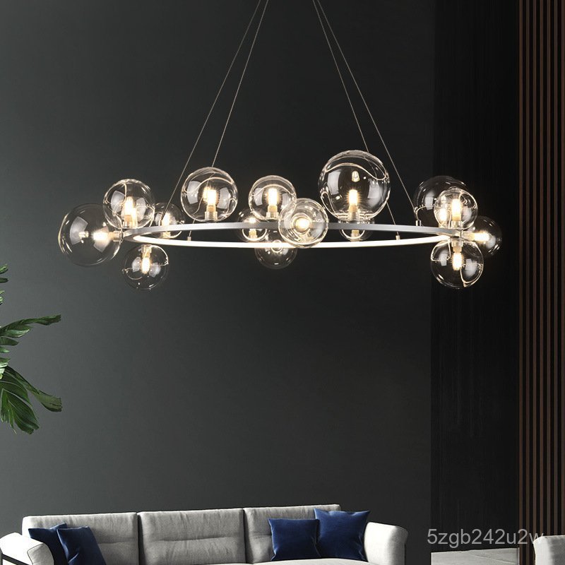 Nordic Magic Bean Glass Sphere Bubble Lamp Modern Living Room Dining Room Pendant Light Round Person