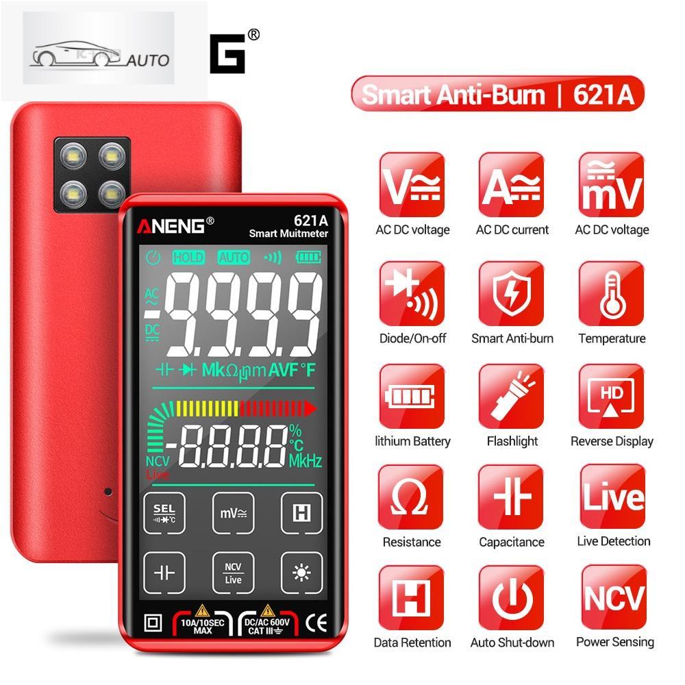 Aneng มัลติมิเตอร์ดิจิทัล หน้าจอสัมผัส 621A 9999 Counts True RMS DC/AC 10A