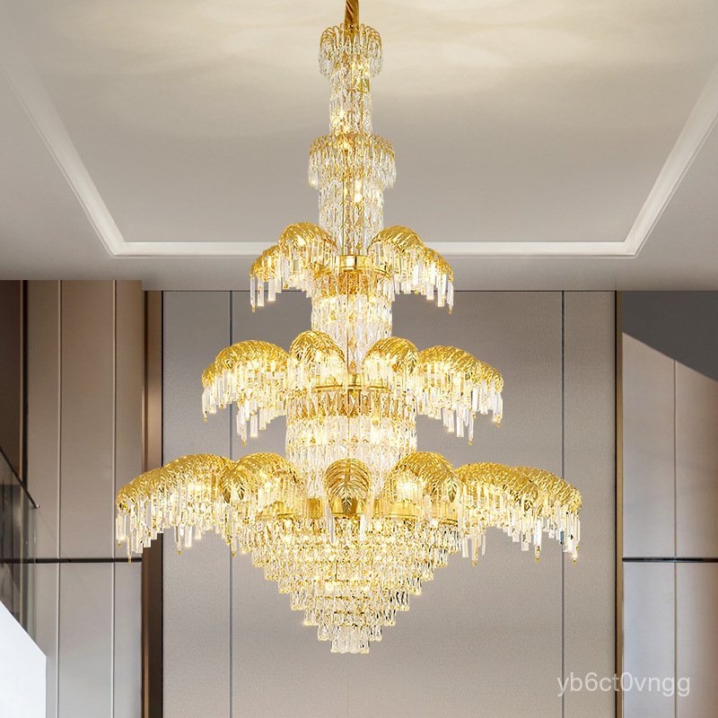 European Style Crystal Chandelier for Duplex Villa Living Room, Simple Open Space Hotel Lobby Crysta