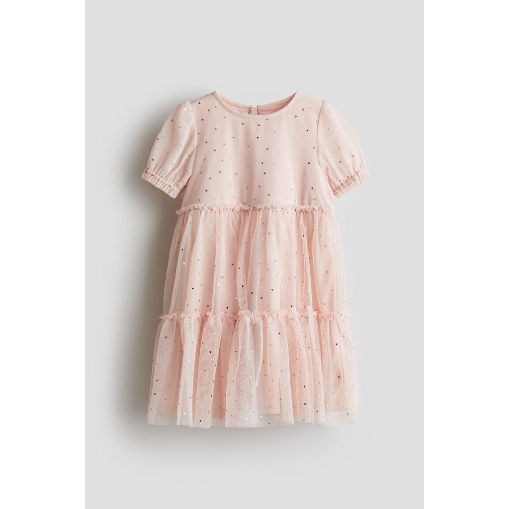 H&M(เอชแอนด์เอ็ม) เดรสผ้าตูลายฟอยล์ Girls Foil-print tulle dress 1314978_1