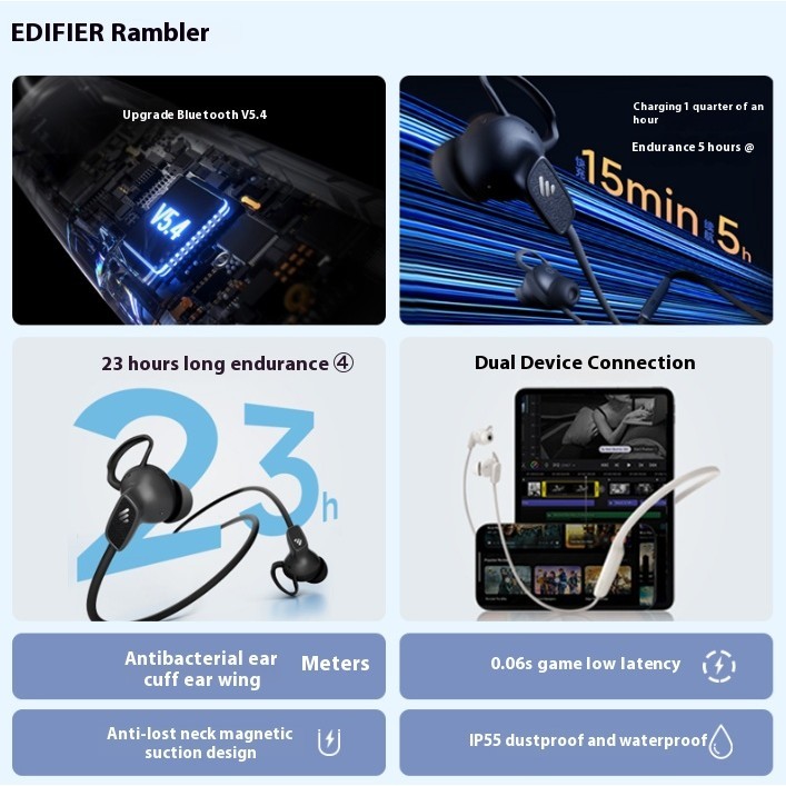 Edifier W280NB Pro หูฟังบลูทูธไร้สายคอแขวนลดเสียงรบกวนแบบแอคทีฟในหู