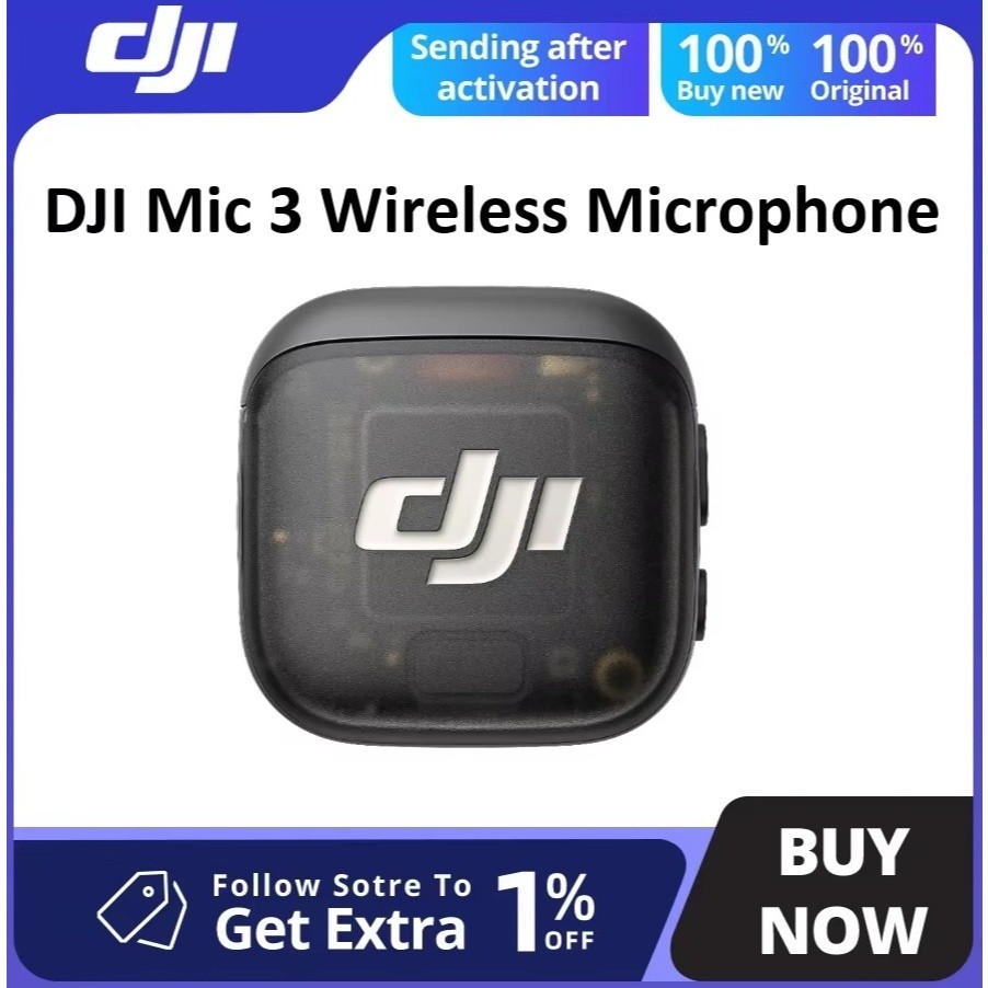 DJI Mic 3 ไมโครโฟนไร้สายแบบหนีบเสื้อ 1TX 1RX 2TX 1RX ชุดชาร์จ Adaptive Gain Control & Dual Band สําห