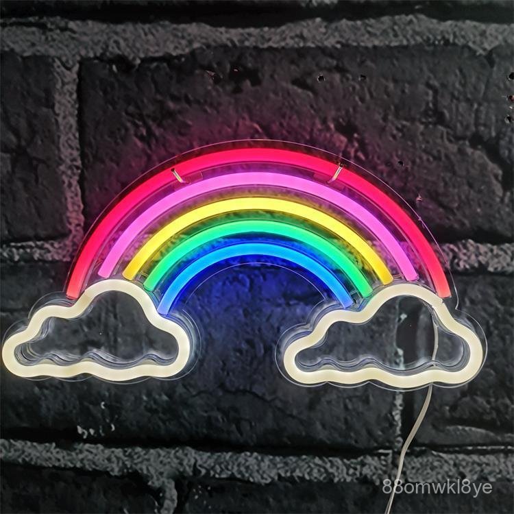 Aly Neon Light Backboard Light Neon Light Backboard Rainbow Cloud Shape Light Wall Hanging Shape Fle