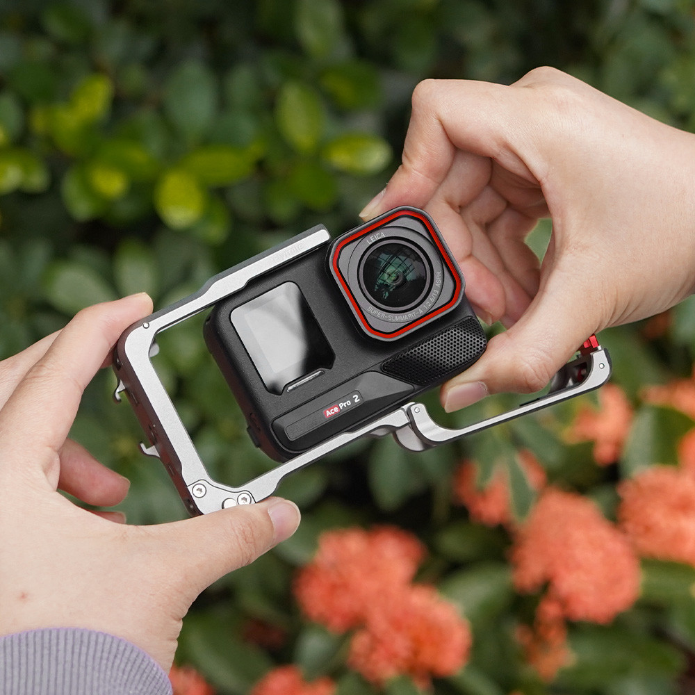 กรอบอลูมิเนียมสําหรับ Insta360 Ace Pro ป้องกันกรณีขยายรองเท้าเย็นโลหะกล้องกรงสําหรับ Insta360 ACE 2