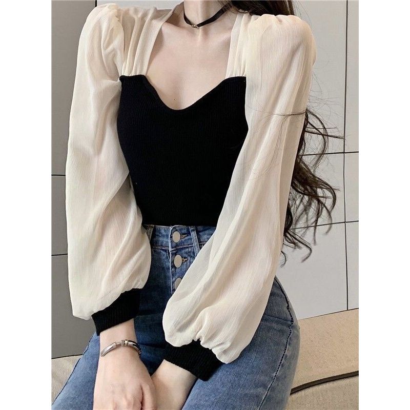 LL Pay: Fashion talent .shop ⭐️⭐️เสื้อแฟชั่นแขนชีฟองy022