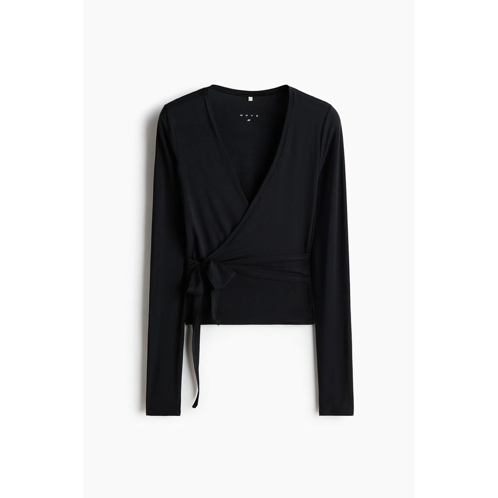 H&M(เอชแอนด์เอ็ม) เสื้อครอปแบบพันผ้าสปอร์ตผ้าโมดัล Women Sports wrap top in modal 1294765_5