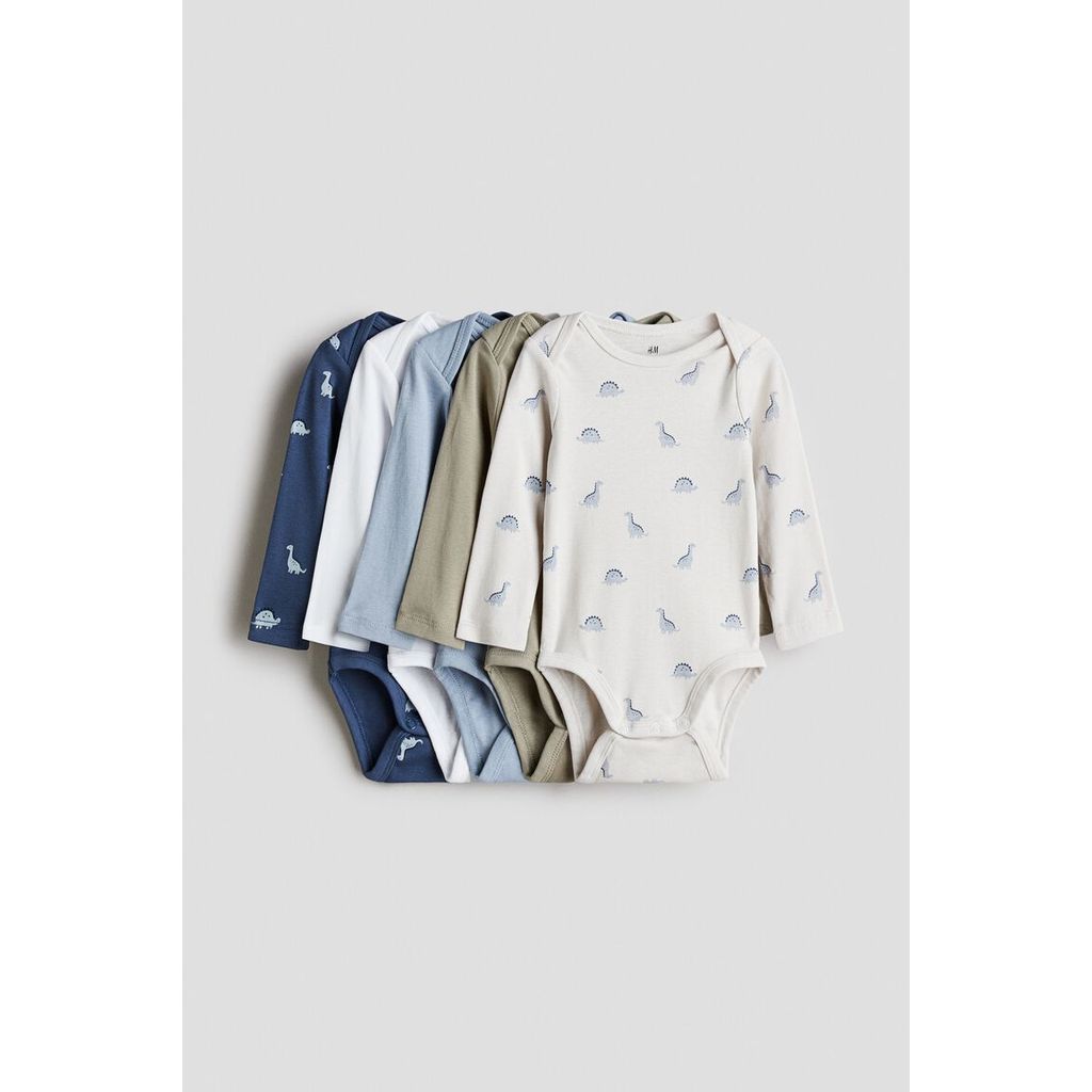 H&M(เอชแอนด์เอ็ม) ชุดบอดี้สูทแขนยาว 5 ชิ้น Infants 5-pack long-sleeved bodysuits 0880118_10