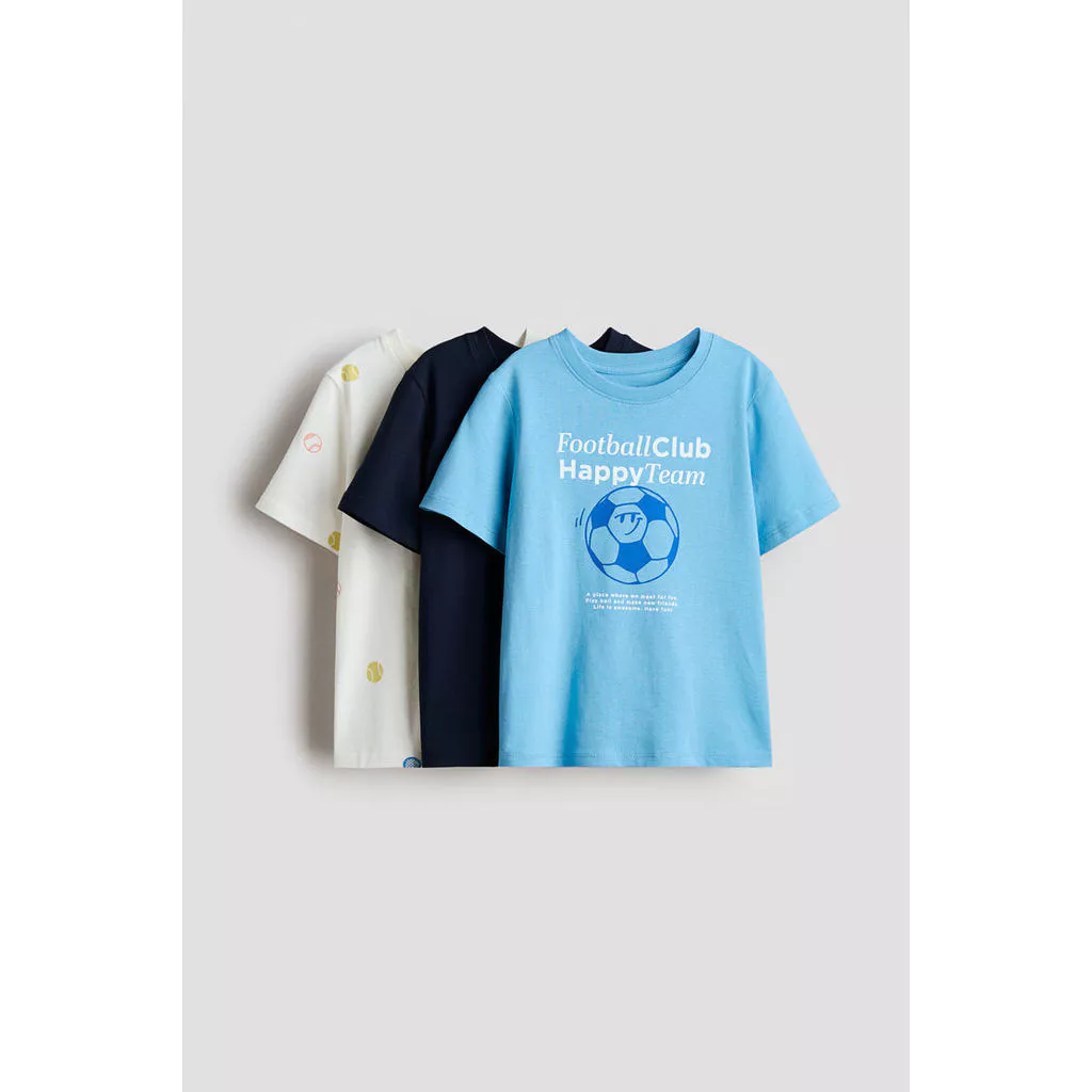 H&M(เอชแอนด์เอ็ม) ชุดเสื้อยืดคอตตอน 3 ตัว Boys 3-pack cotton T-shirts 1318941_2