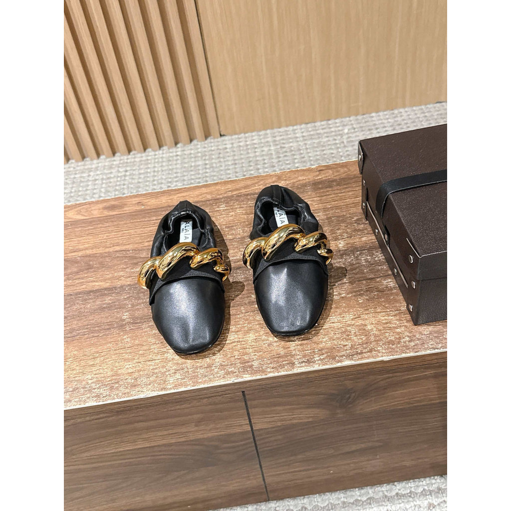 Alaia Ballerina Flats ballet with Oversized Gold Chain size35-40