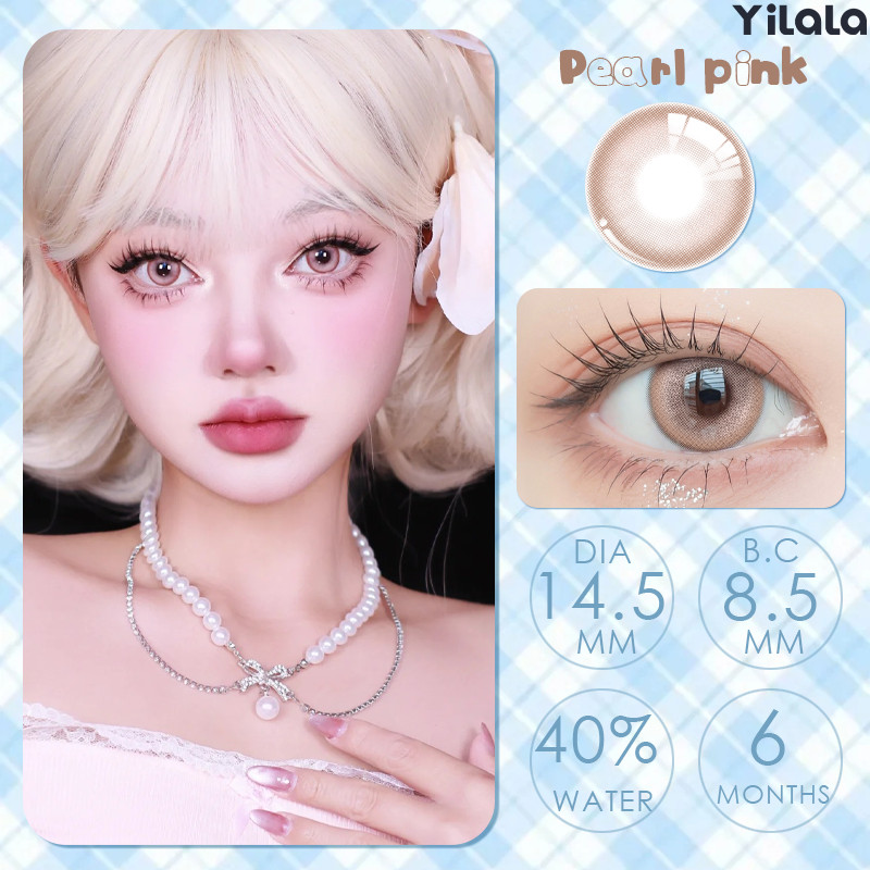 Yilala【COD】 บลิงบลิงๆ Pearl pink🎀 เลนส์หวานๆ เหมาะกับเมื่อแต่งหน้าMonthly1คู่-14.2mm