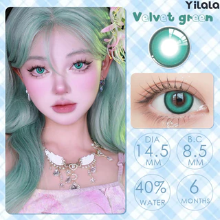✨(COD)0.00~-4.50 คอนแทคเลนส์สายตาสั้นสีเขียว 1 คู่ 14.5 มม. ตาโต 6 เดือน Mint green/Pearl green/Magic green