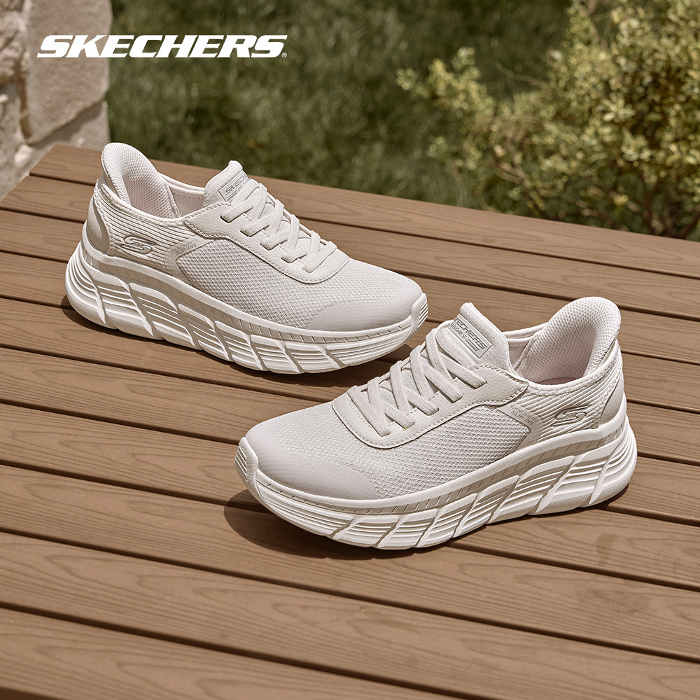 Skechers สเก็ตเชอร์ส รองเท้าลำลองผู้หญิง Women Slip-ins BOBS Sport B Flex Hi Linear Force Casual Shoes - 117391-WHT